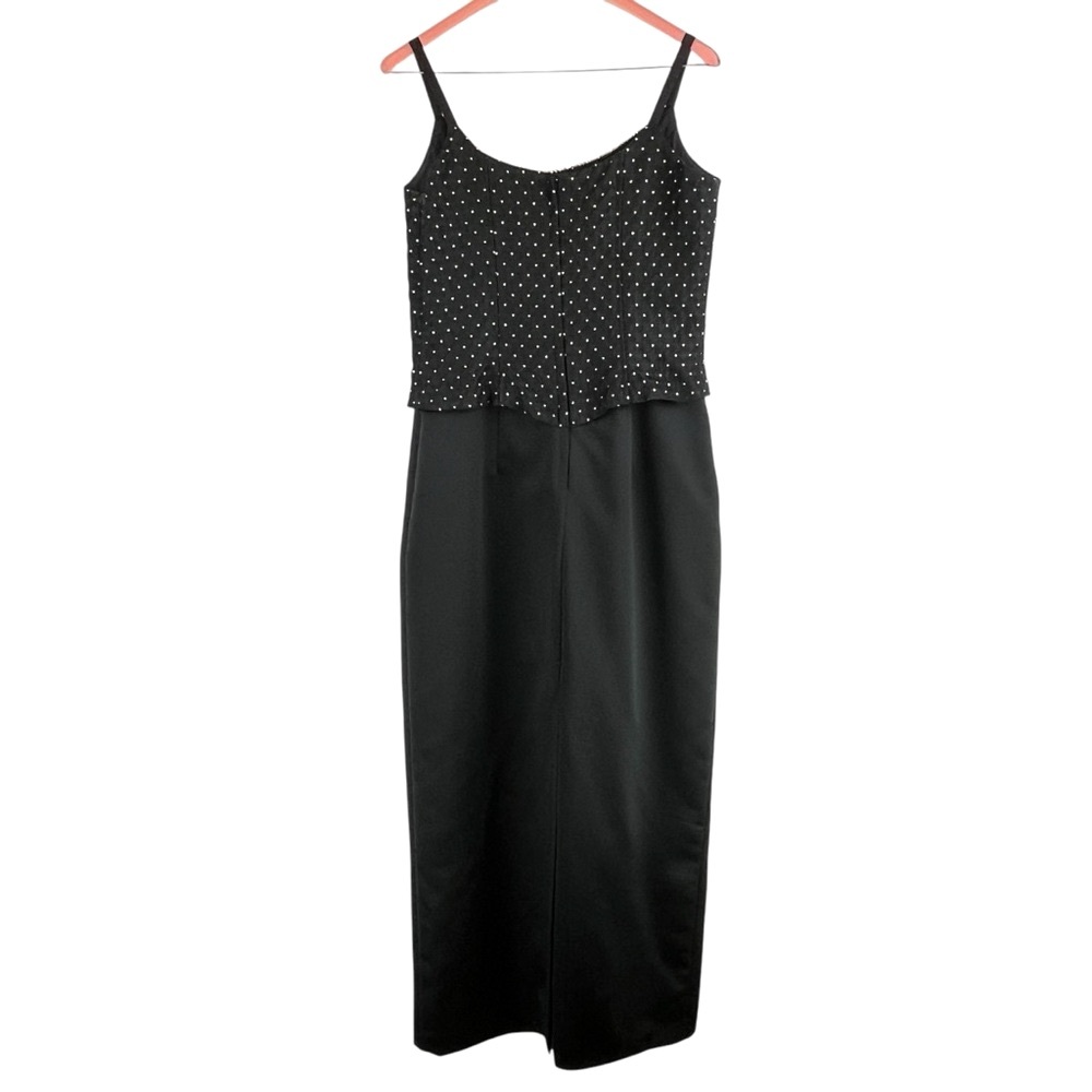 Vintage Jessica McClintock Gunne Sax Black Rhinstone Column Maxi Dress Sz 9/10